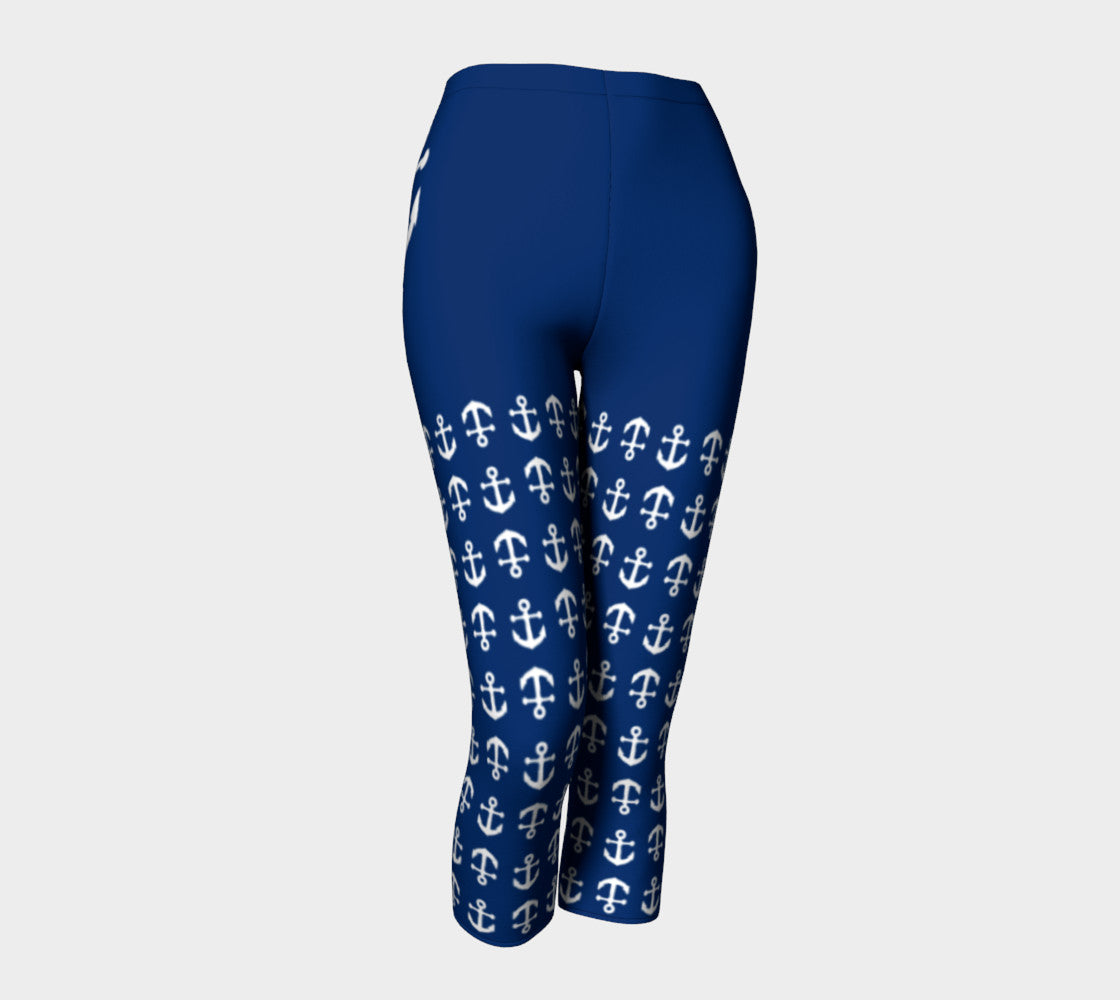 Anchor Legs and Hip Adult Capris - White on Navy - SummerTies