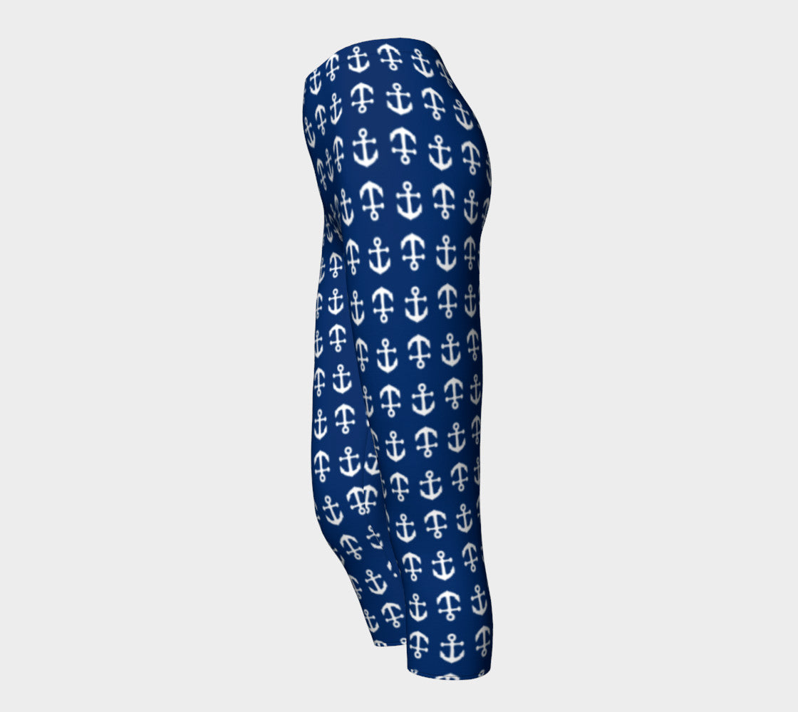 Anchor Toss Adult Capris - White on Navy - SummerTies