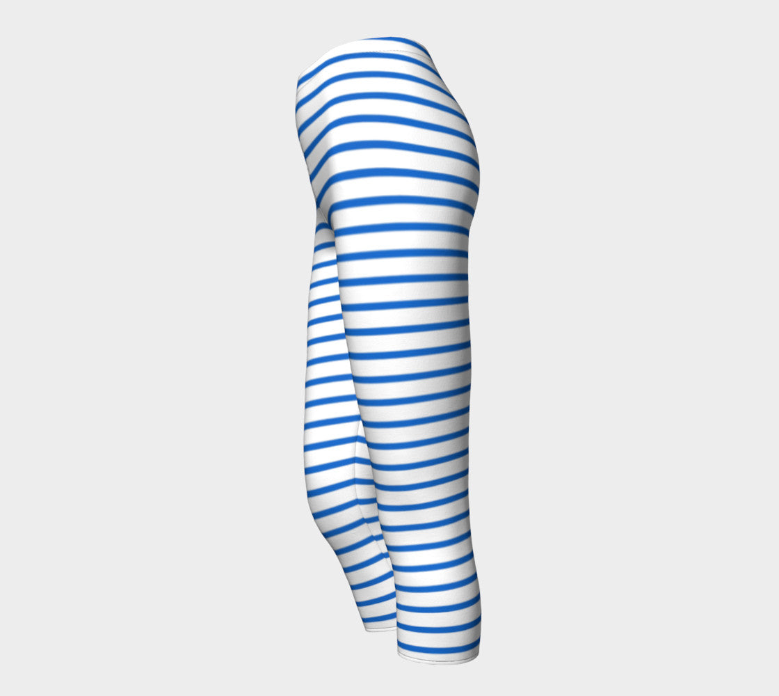 Striped Adult Capris - Blue on White - SummerTies