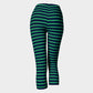 Striped Adult Capris - Green on Navy - SummerTies