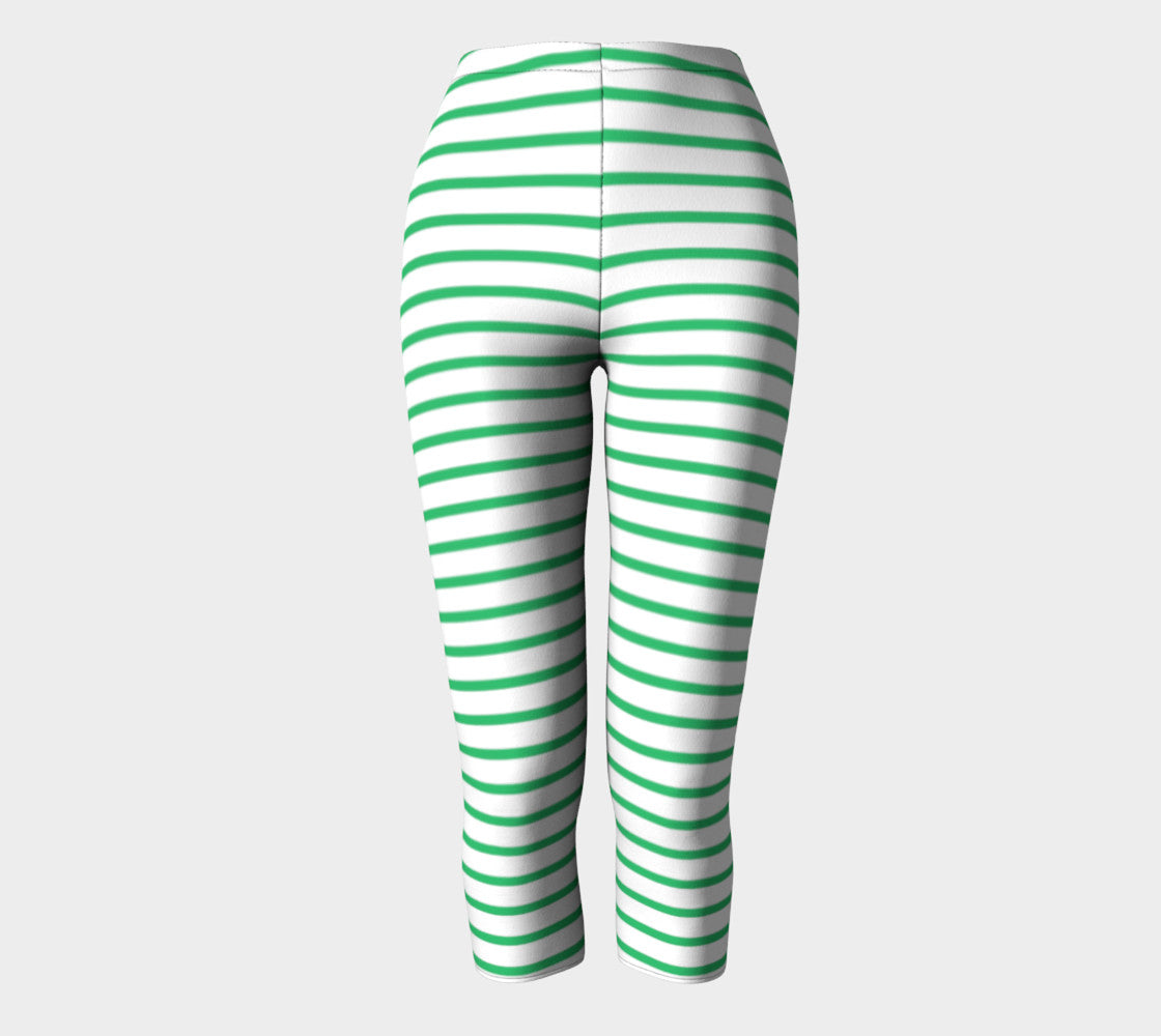 Striped Adult Capris - Green on White - SummerTies