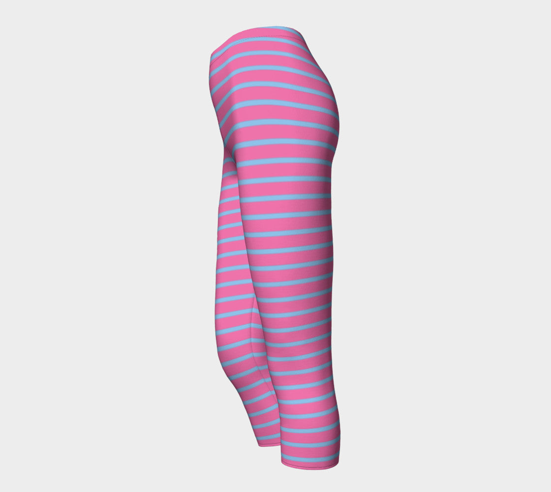 Striped Adult Capris - Light Blue on Pink - SummerTies