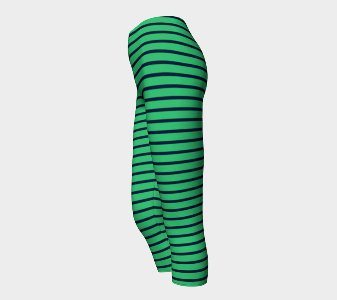 Striped Adult Capris - Navy on Green - SummerTies