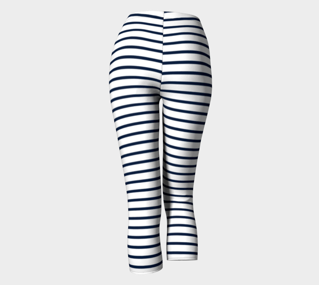 Striped Adult Capris - Navy on White - SummerTies