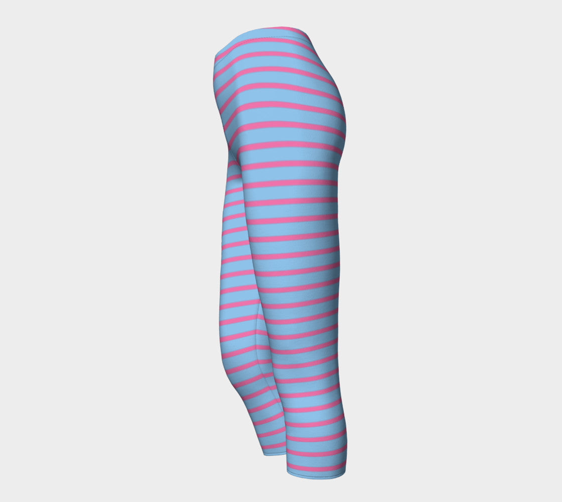 Striped Adult Capris - Pink on Light Blue - SummerTies