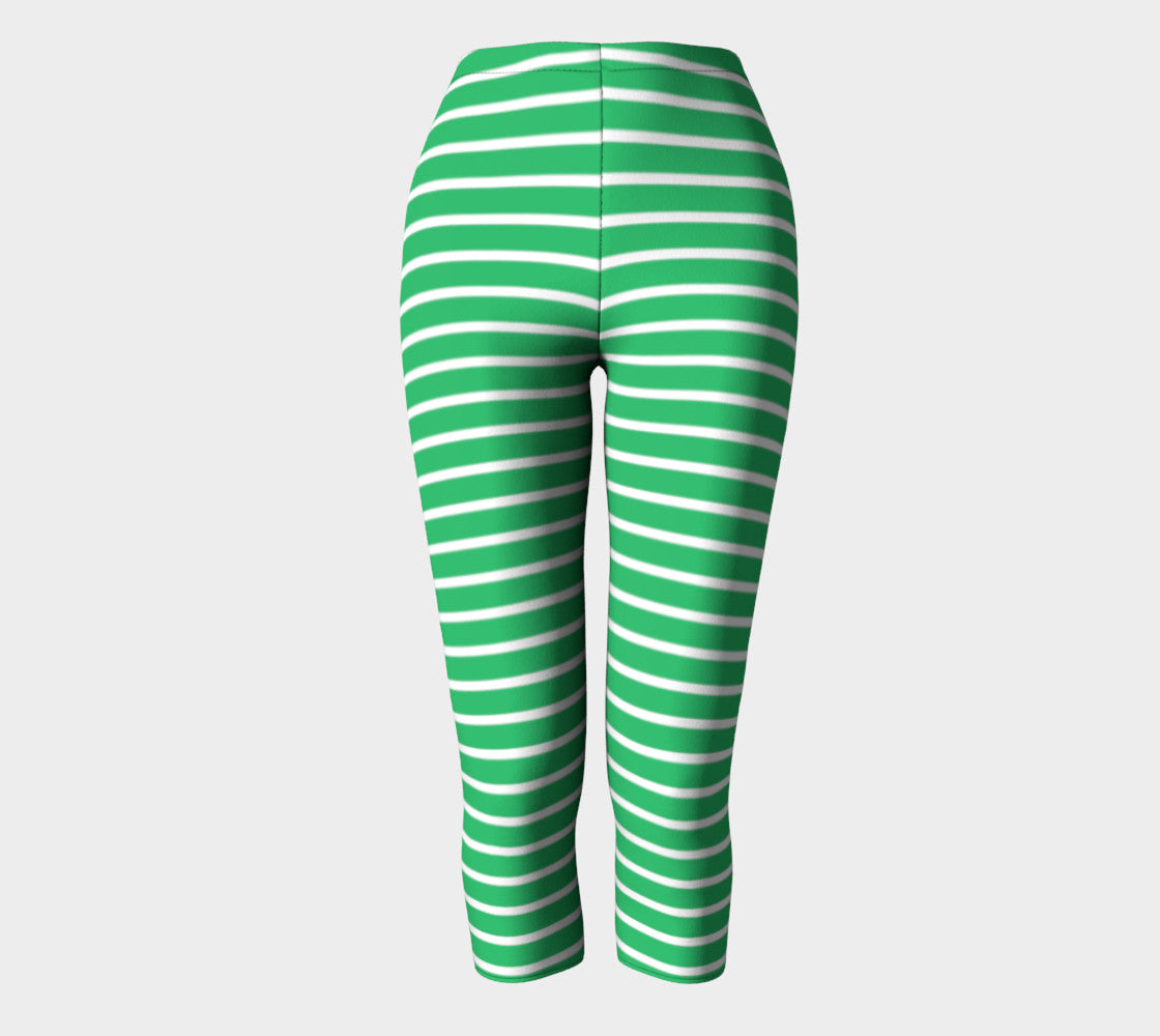 Striped Adult Capris - White on Green - SummerTies