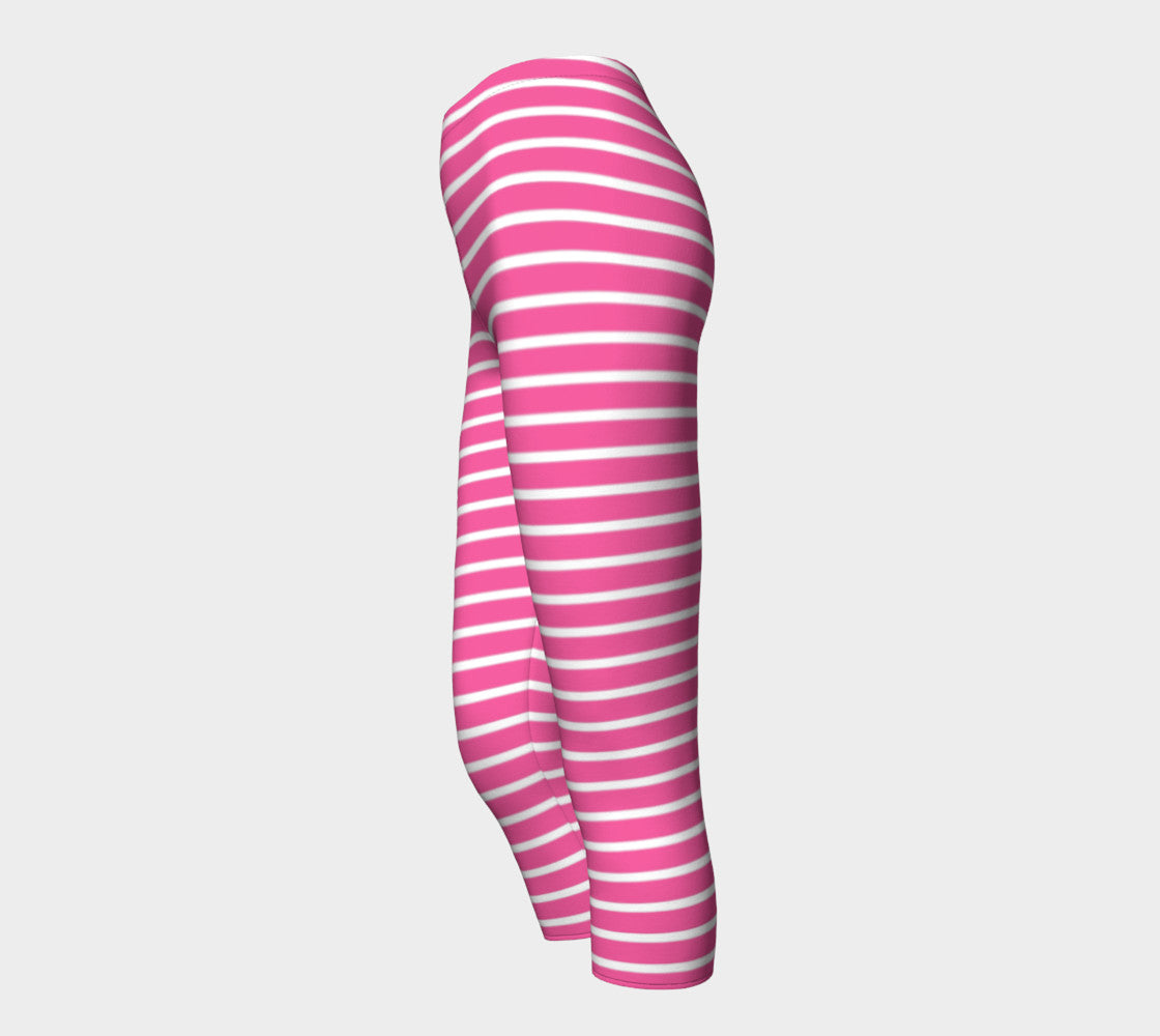 Striped Adult Capris - White on Pink - SummerTies