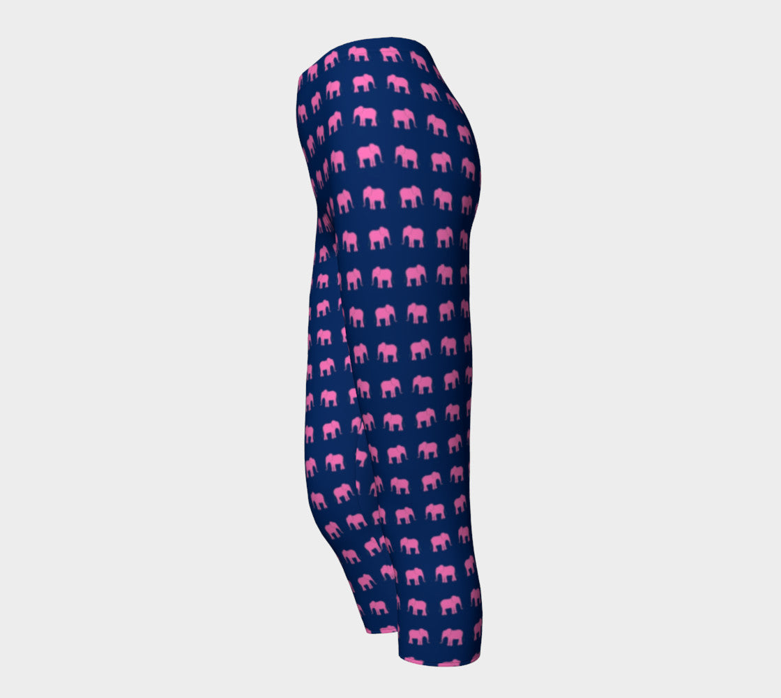 Elephant Adult Capris - Pink on Navy - SummerTies