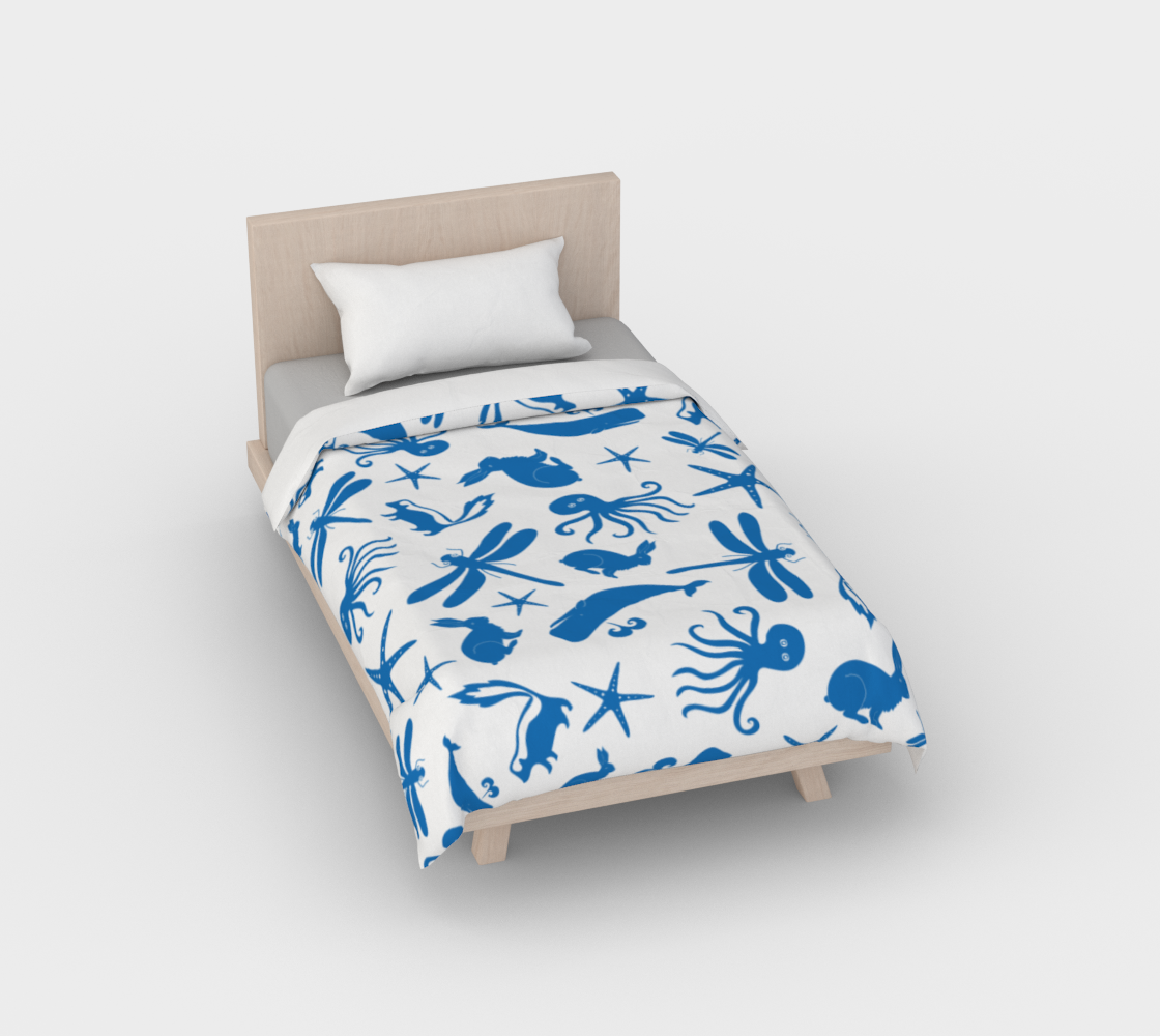 Multi Creature - Duvet Cover - Blue on White