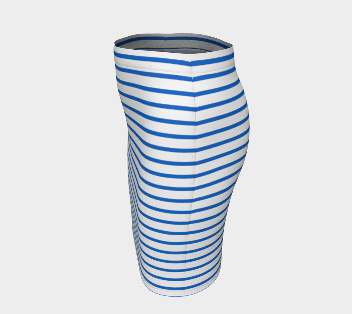 Striped Fitted Skirt - Blue on White - SummerTies