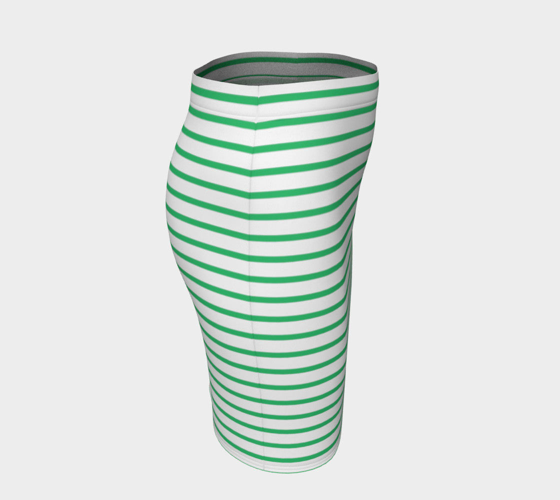 Striped Fitted Skirt - Green on White - SummerTies