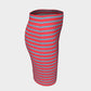 Striped Fitted Skirt - Light Blue on Darker Coral - SummerTies