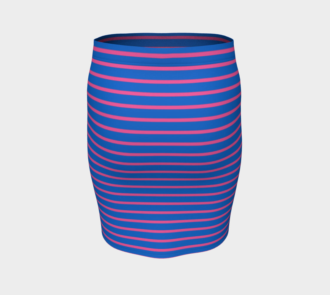 Striped Fitted Skirt - Pink on Blue - SummerTies