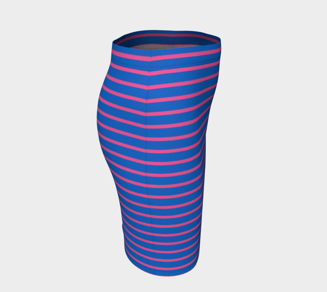 Striped Fitted Skirt - Pink on Blue - SummerTies