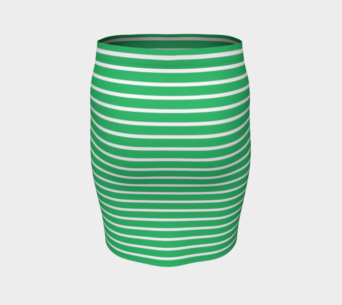 Striped Fitted Skirt - White on Green - SummerTies