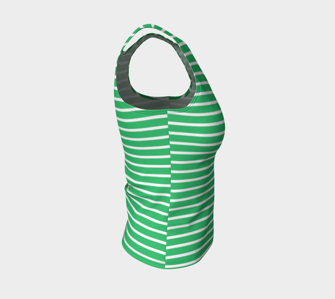 Striped Fitted Tank Top - White on Green - SummerTies