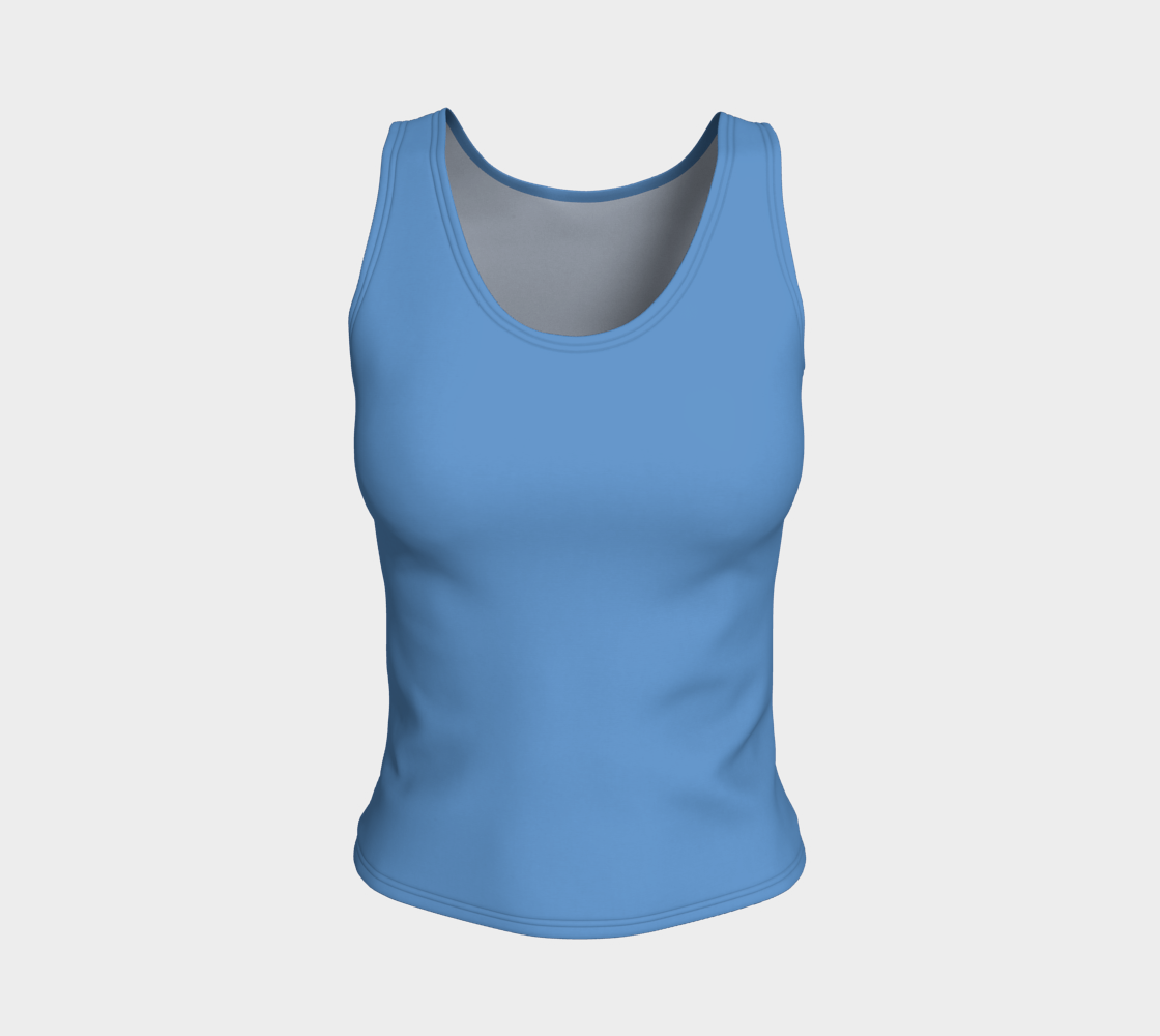 Solid Fitted Tank Top - Blue - SummerTies