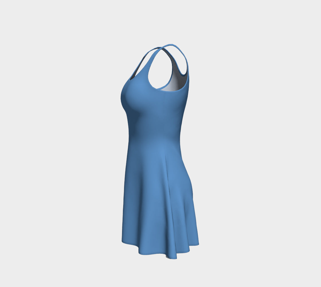 Solid Flare Dress - Blue