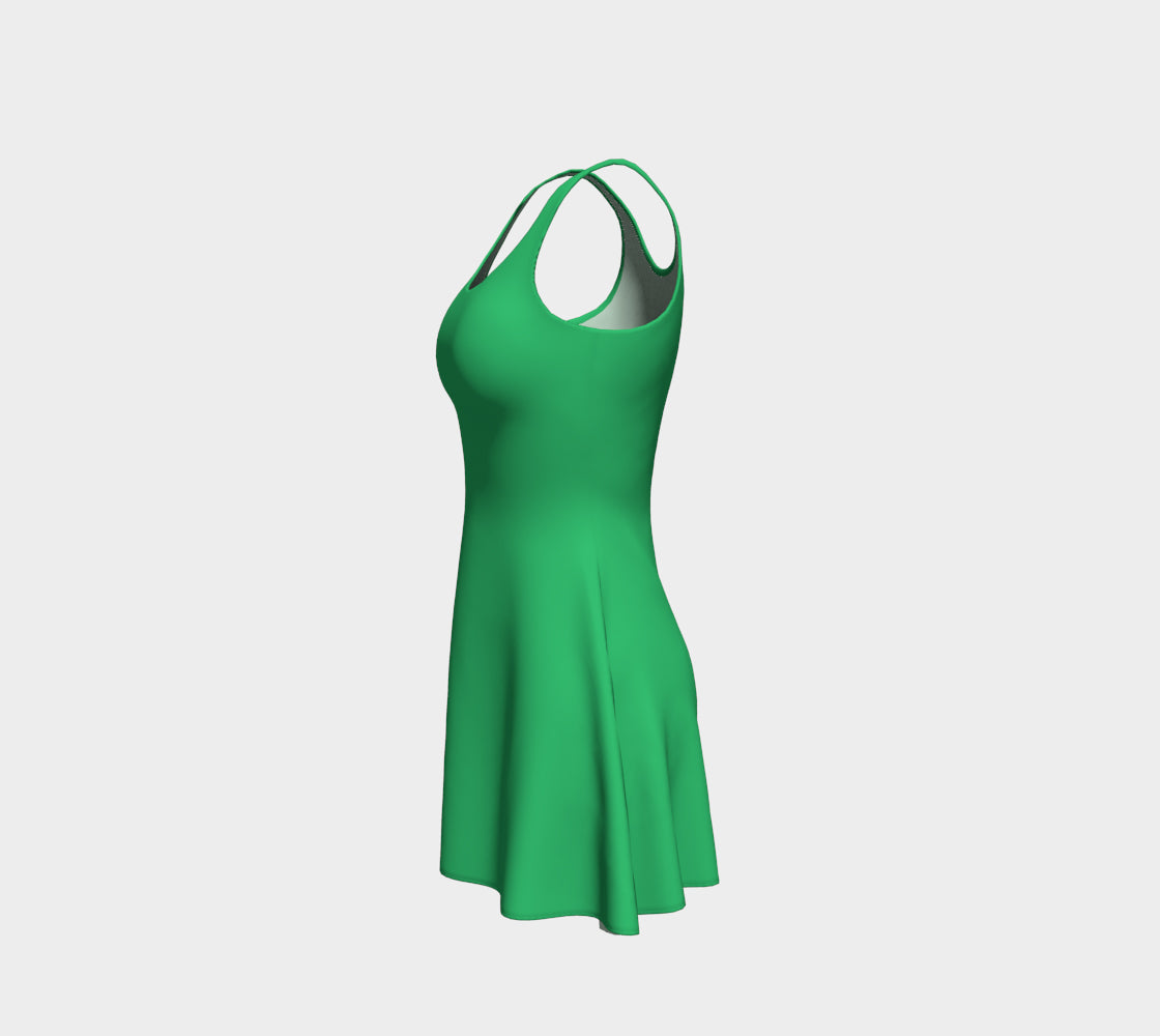 Solid Flare Dress - Green