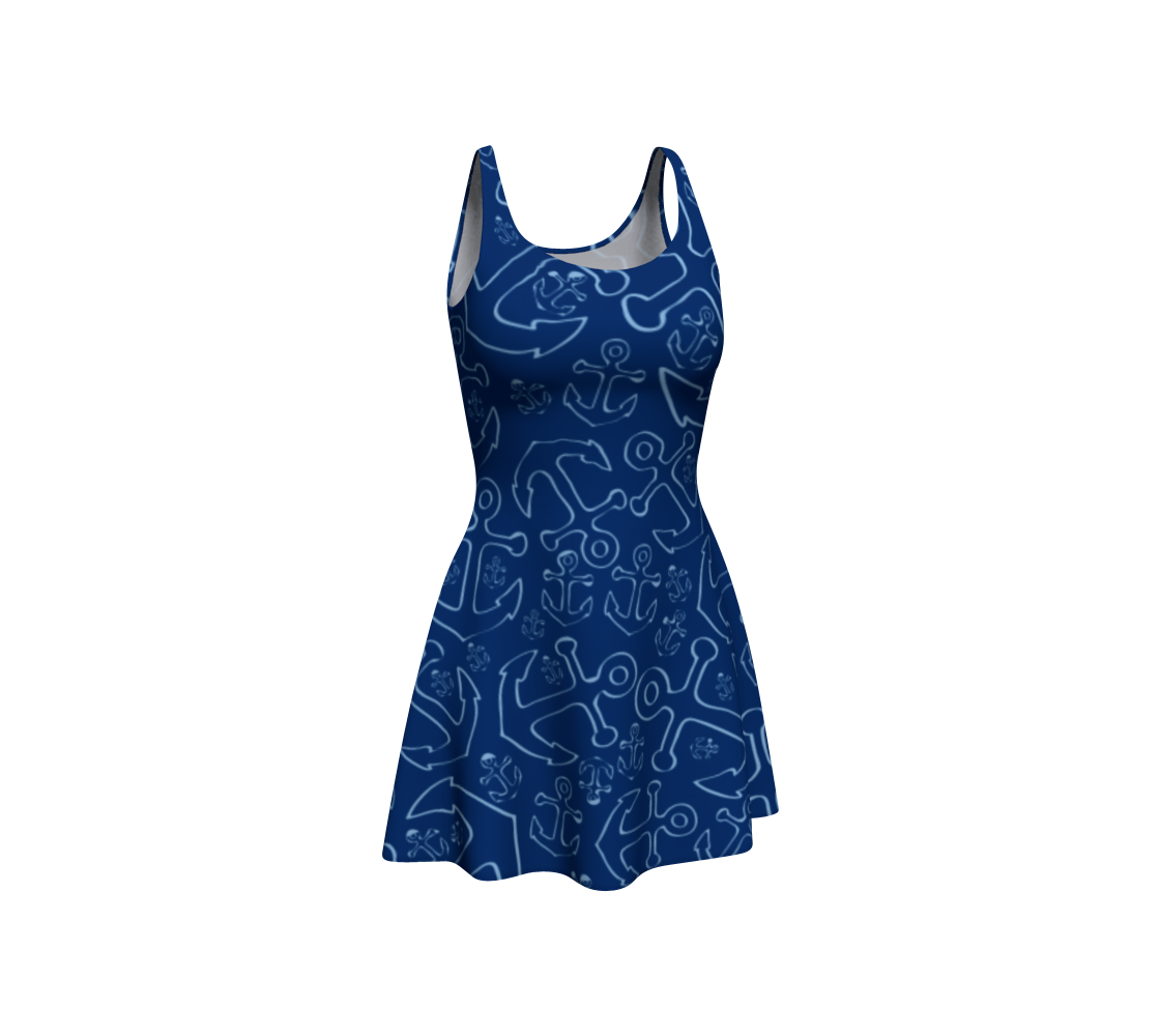 Anchor Dream Flare Dress - Navy - SummerTies