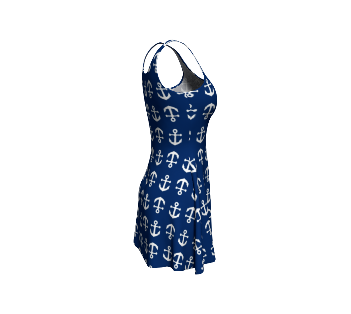 Anchor Toss Flare Dress - Navy - SummerTies