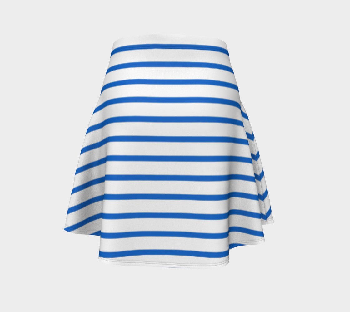 Striped Flare Skirt - Blue on White - SummerTies