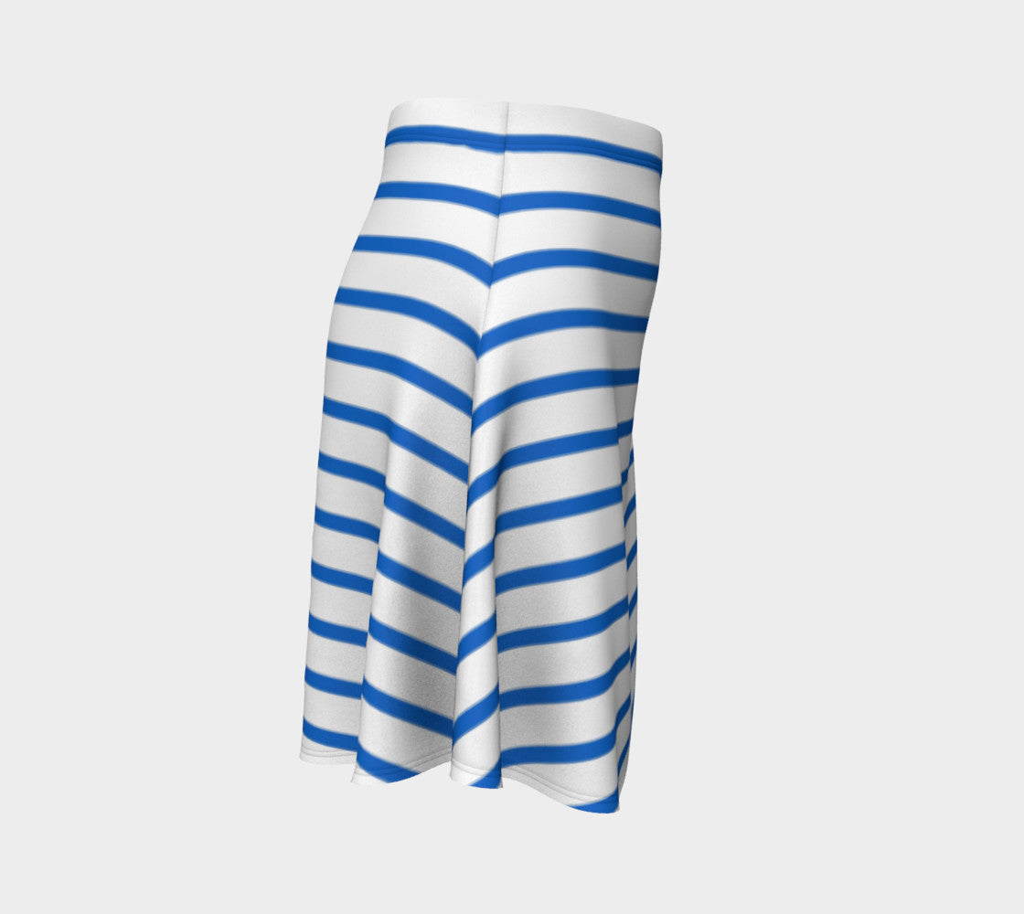 Striped Flare Skirt - Blue on White - SummerTies