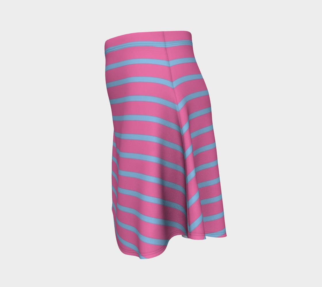 Striped Flare Skirt - Light Blue on Pink - SummerTies