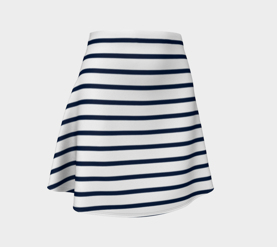 Striped Flare Skirt - Navy on White - SummerTies