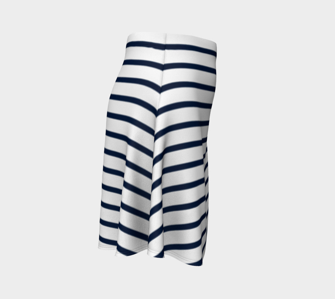 Striped Flare Skirt - Navy on White - SummerTies