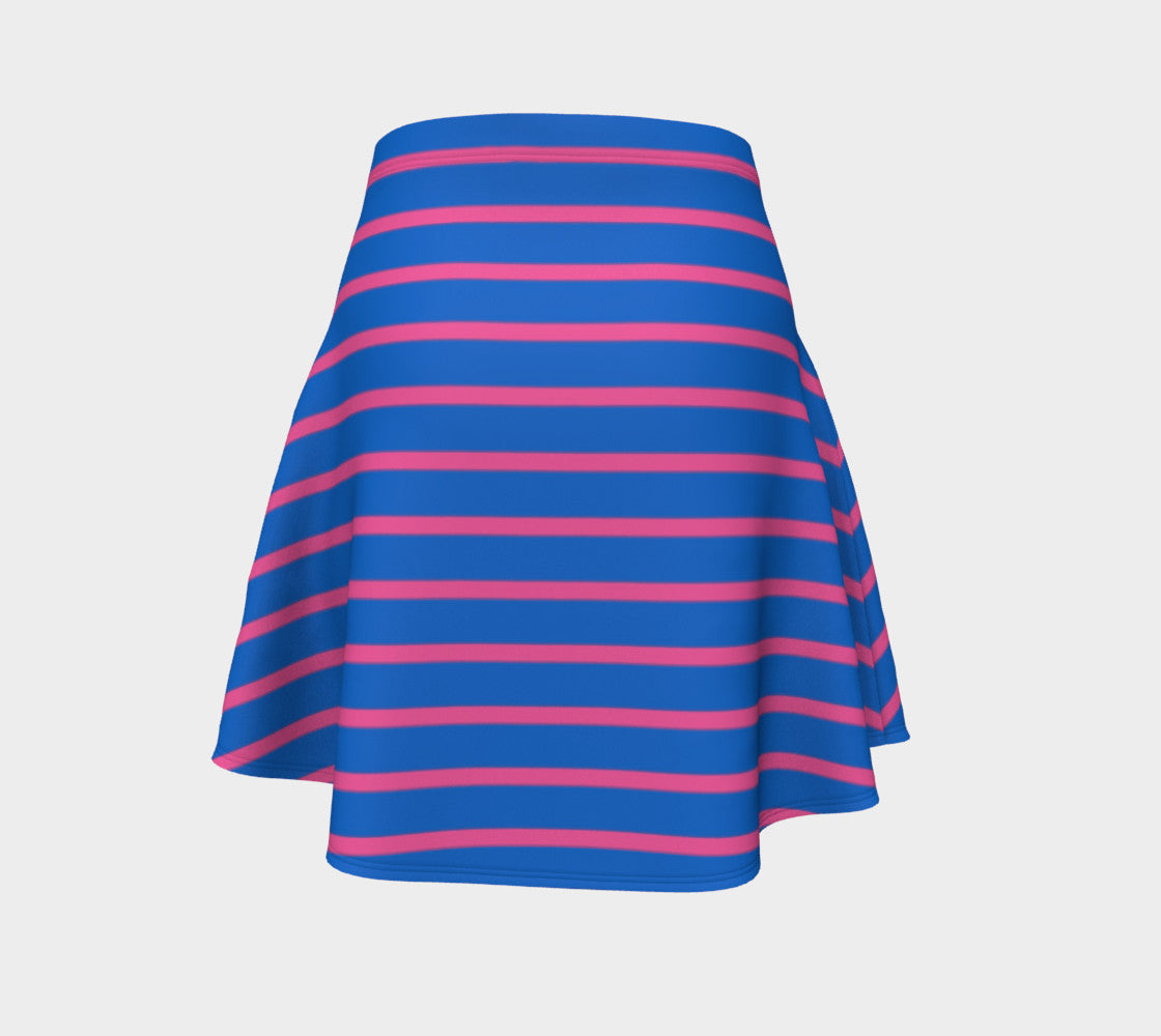 Striped Flare Skirt - Pink on Blue - SummerTies