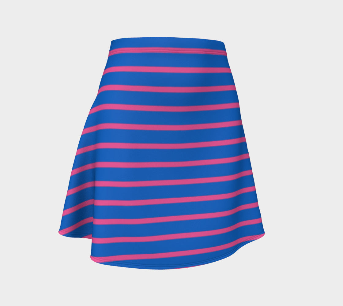 Striped Flare Skirt - Pink on Blue - SummerTies