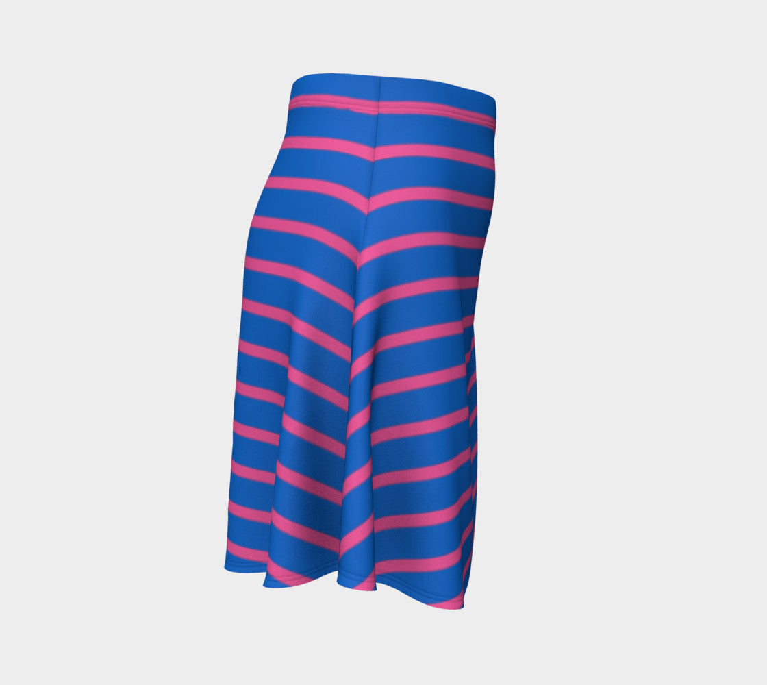 Striped Flare Skirt - Pink on Blue - SummerTies