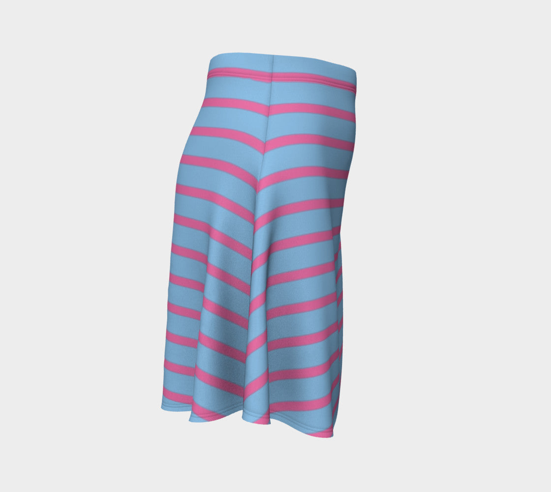 Striped Flare Skirt - Pink on Light Blue - SummerTies