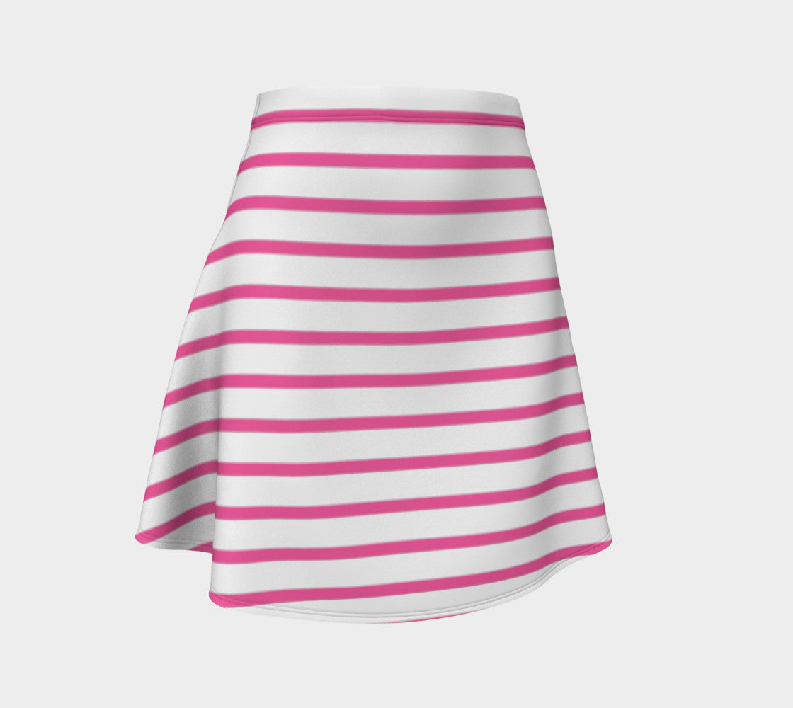 Striped Flare Skirt - Pink on White - SummerTies