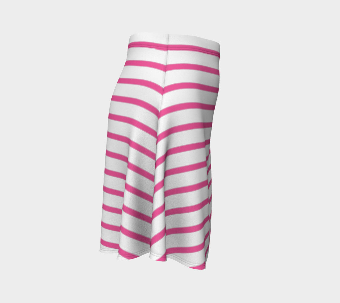 Striped Flare Skirt - Pink on White - SummerTies