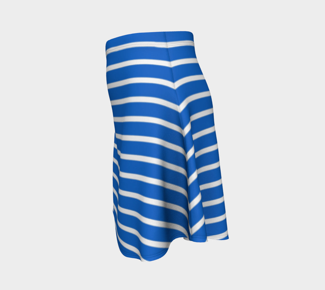 Striped Flare Skirt - White on Blue - SummerTies