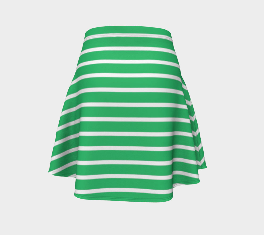 Striped Flare Skirt - White on Green - SummerTies