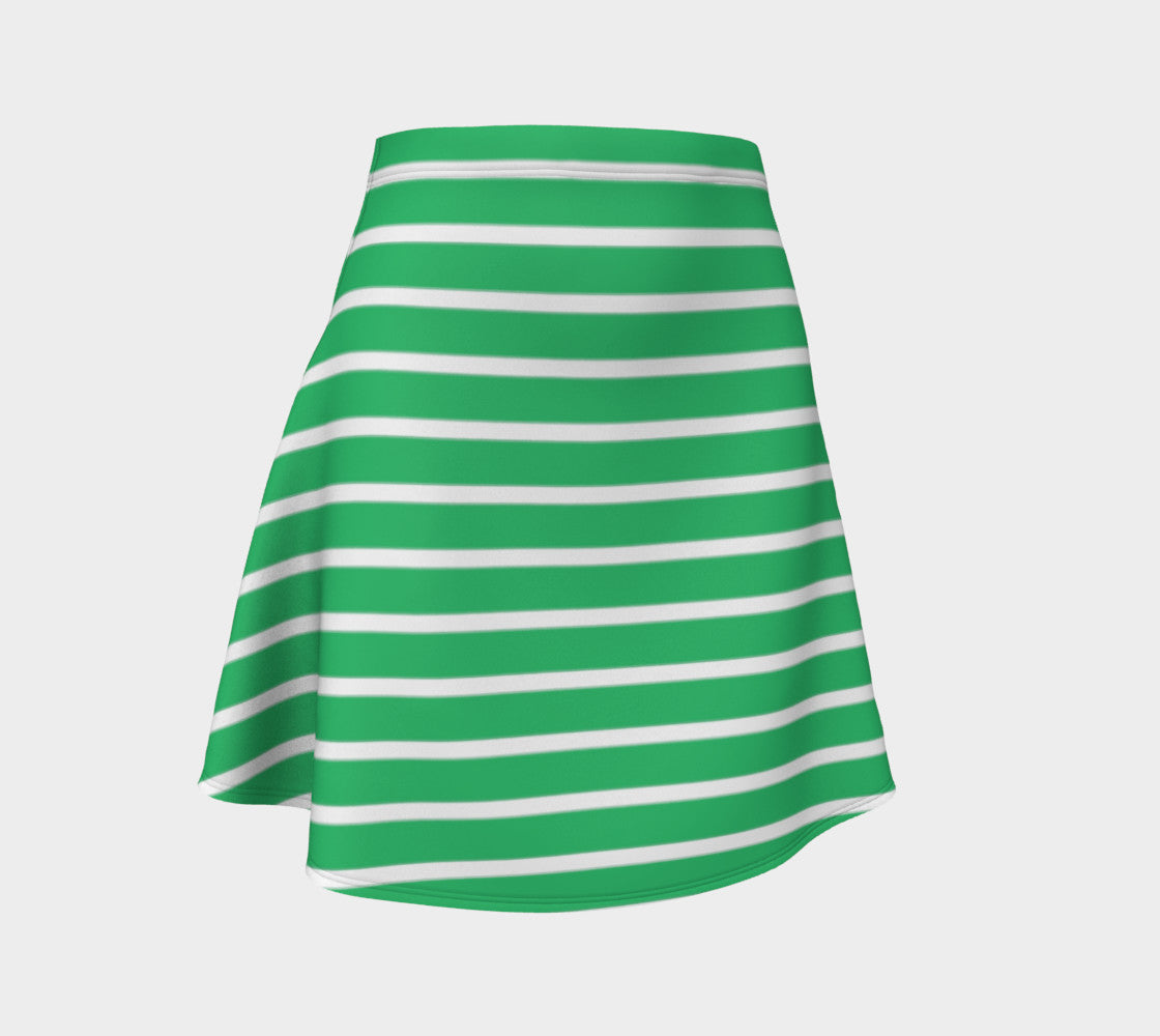 Striped Flare Skirt - White on Green - SummerTies