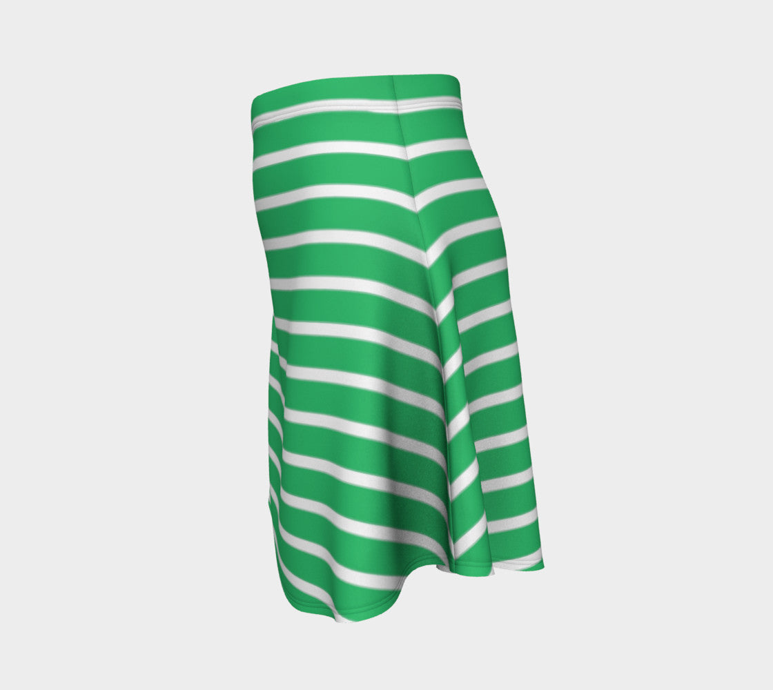 Striped Flare Skirt - White on Green - SummerTies