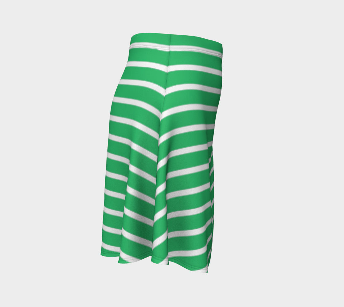 Striped Flare Skirt - White on Green - SummerTies