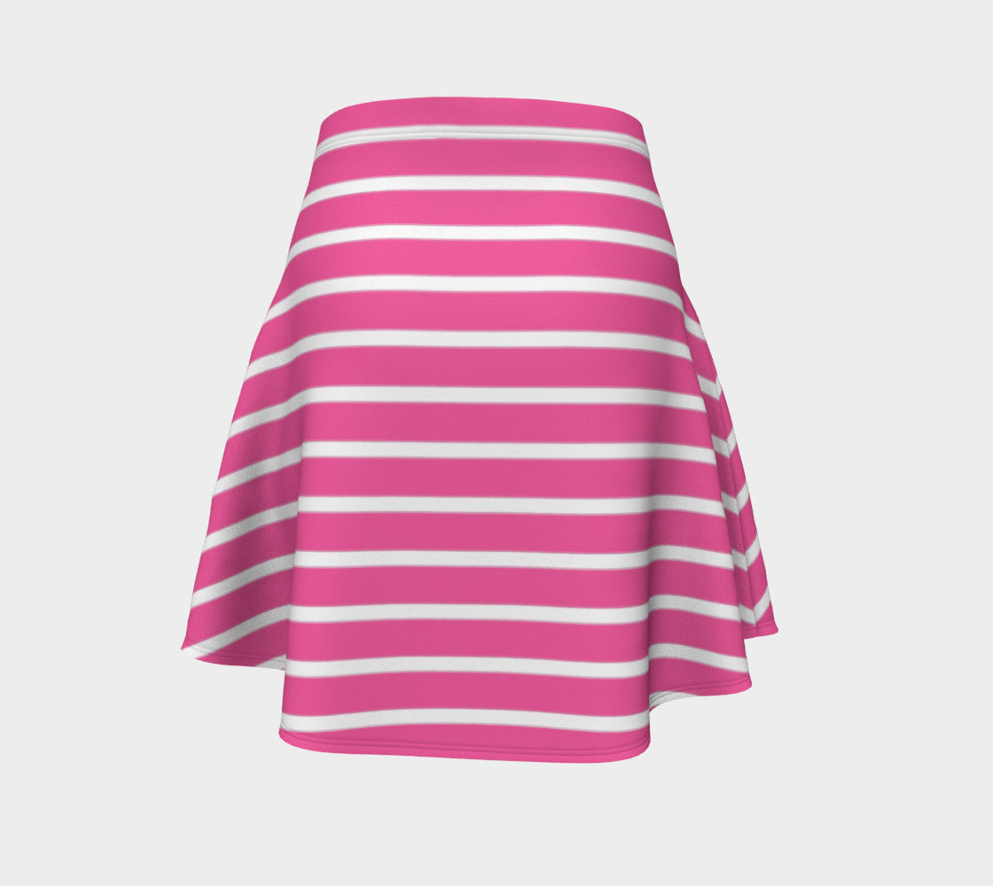 Striped Flare Skirt - White on Pink - SummerTies