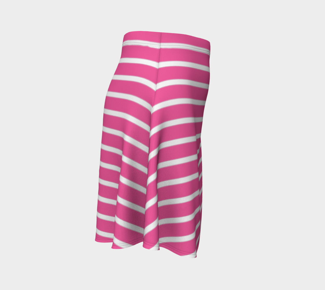 Striped Flare Skirt - White on Pink - SummerTies