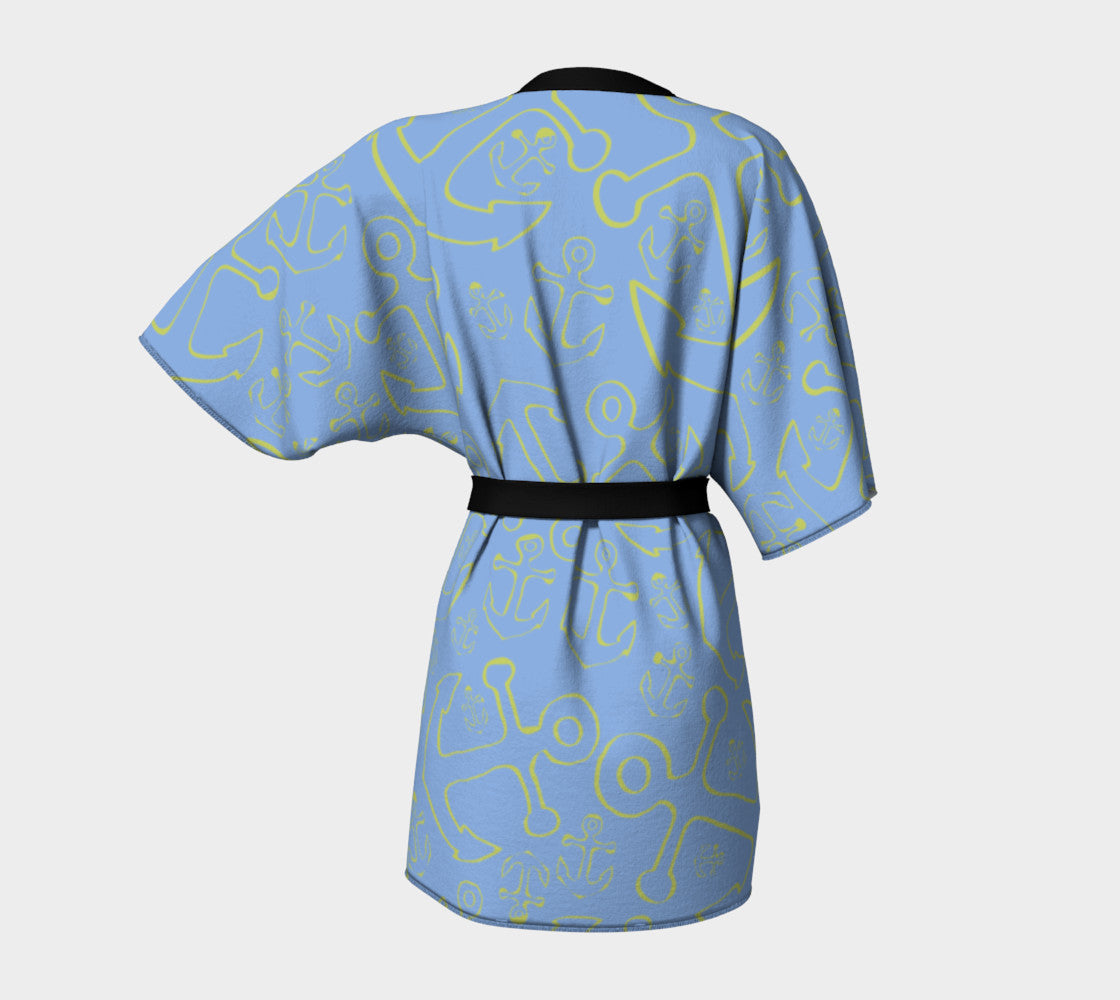 Anchor Dream Kimono Robe - Light Blue - SummerTies