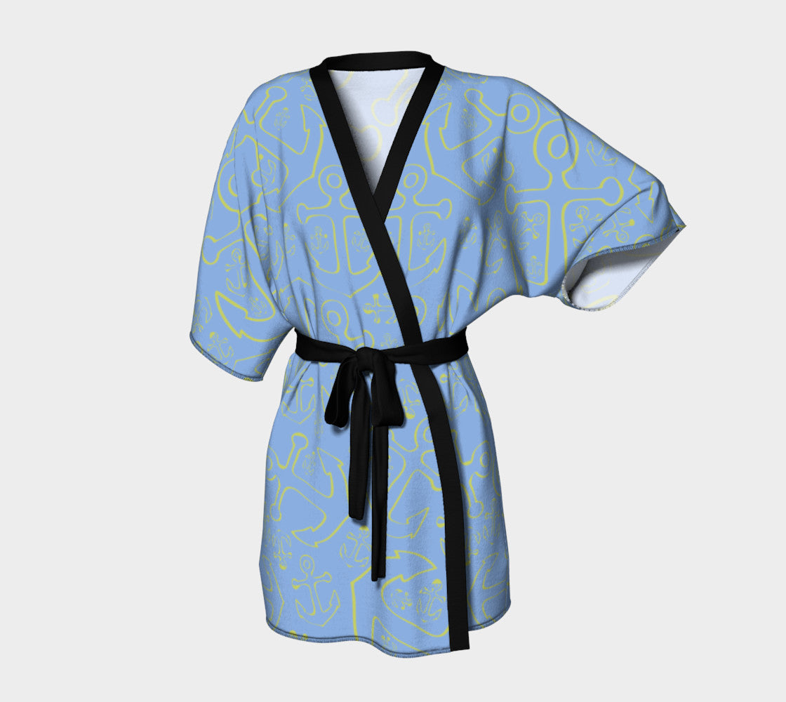 Anchor Dream Kimono Robe - Light Blue - SummerTies