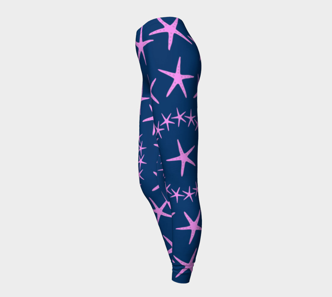 Starfish Adult Leggings - Pink on Navy - SummerTies