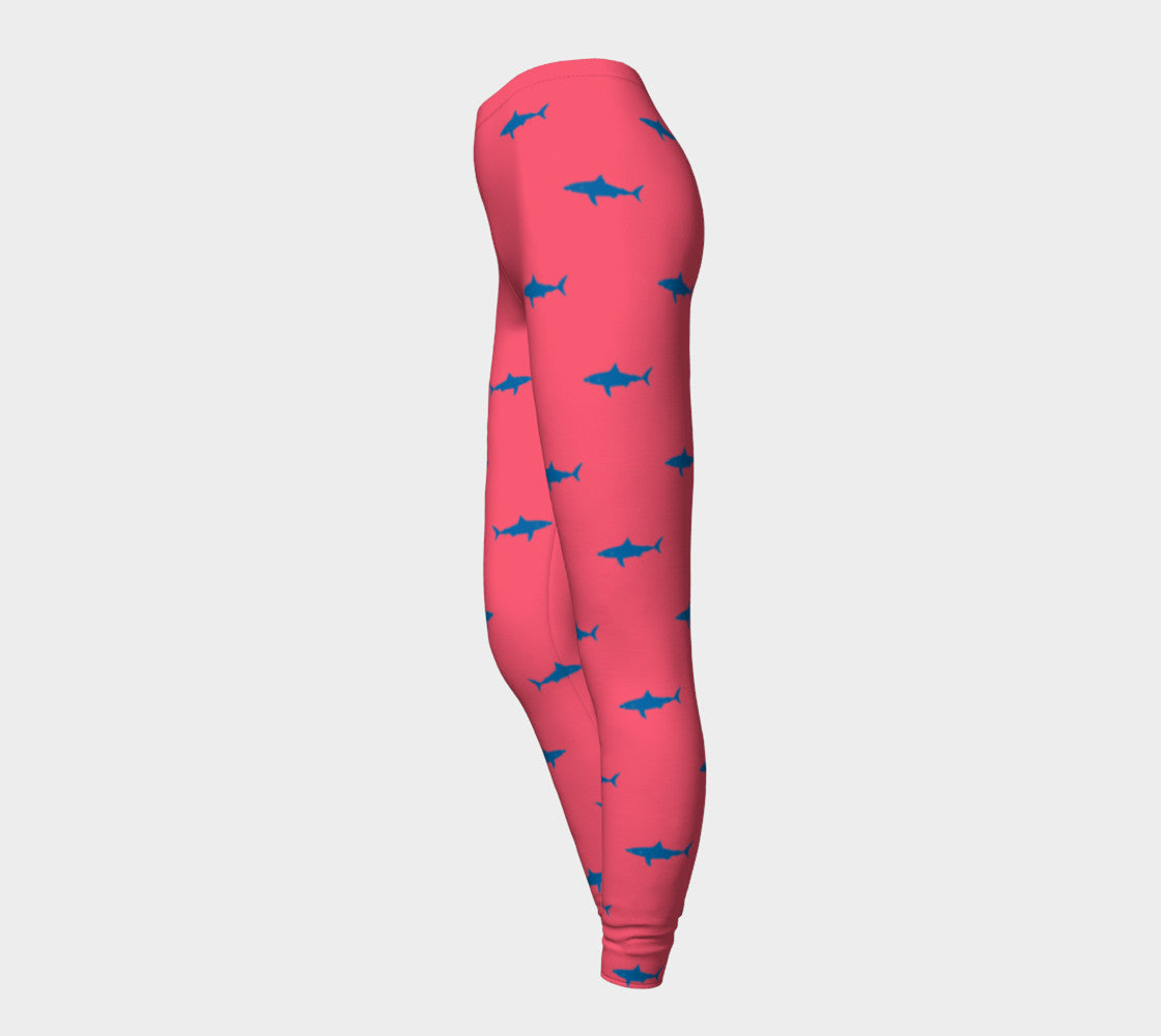 Shark Adult Leggings - Blue on Coral - SummerTies