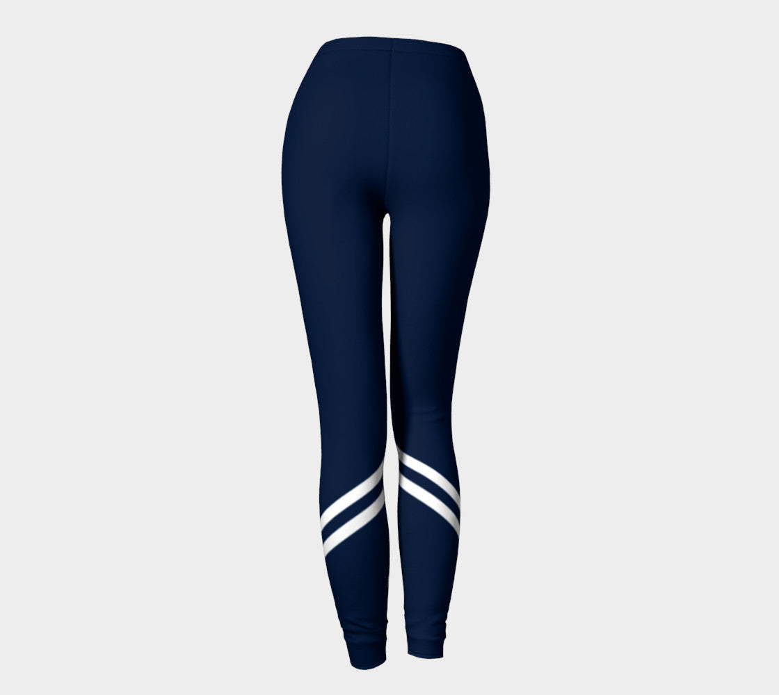 Stripe Adult Leggings - White on Navy - SummerTies