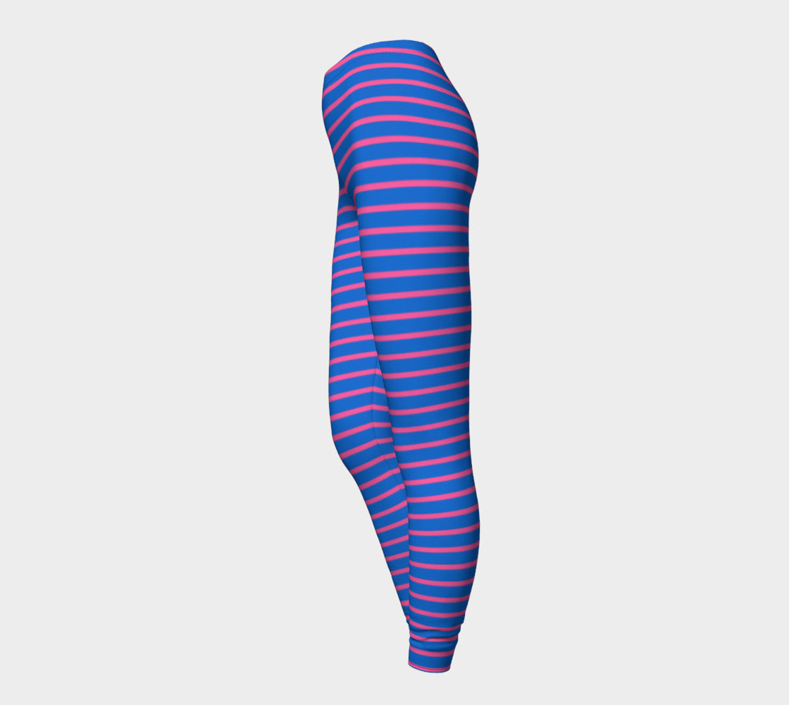 Striped Adult Leggings - Pink on Blue - SummerTies