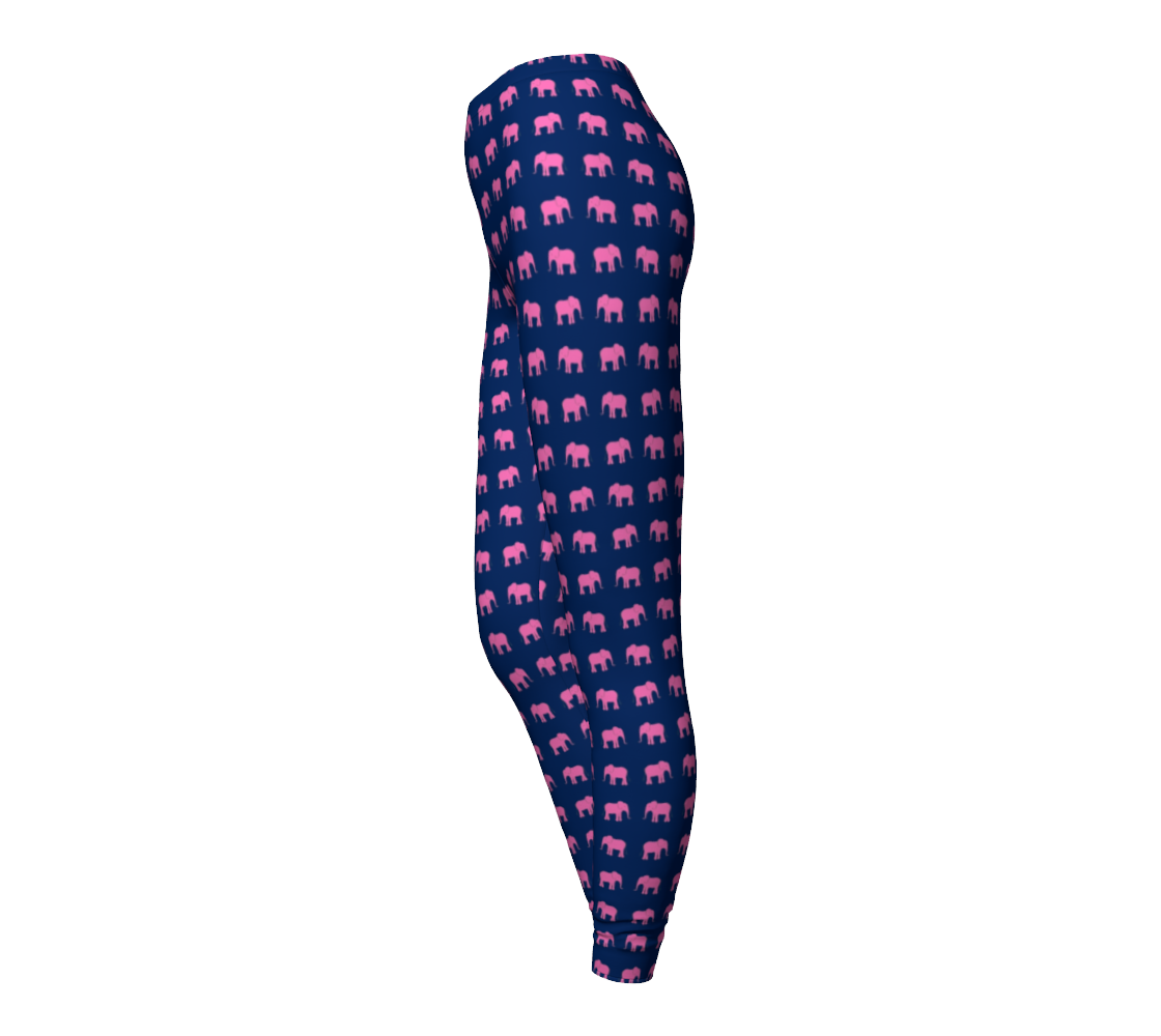 Elephant Adult Leggings - Pink on Navy - SummerTies